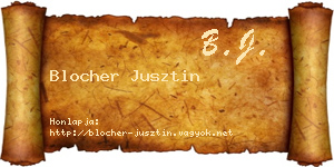 Blocher Jusztin névjegykártya